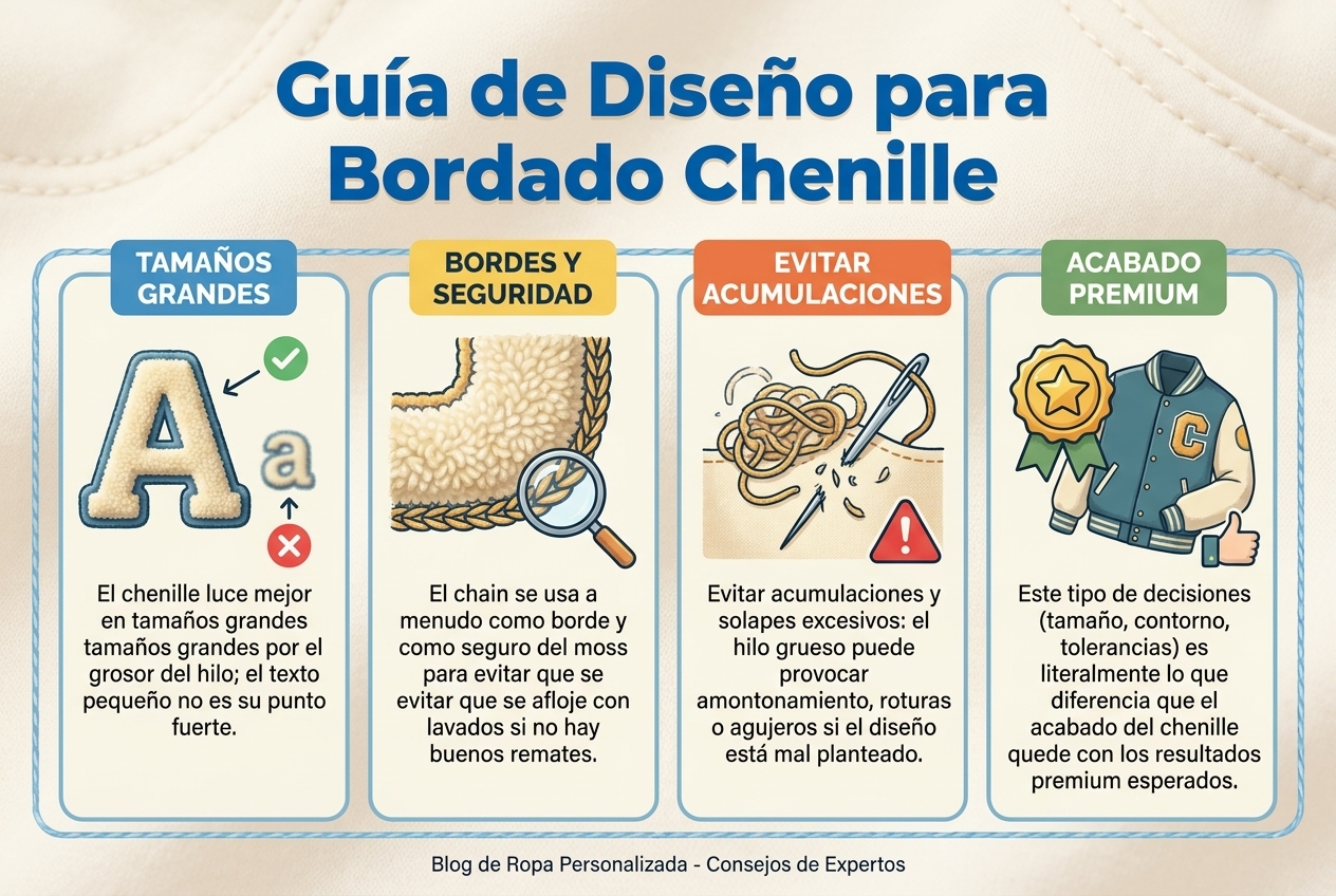 infografia guia diseño bordado chenille
