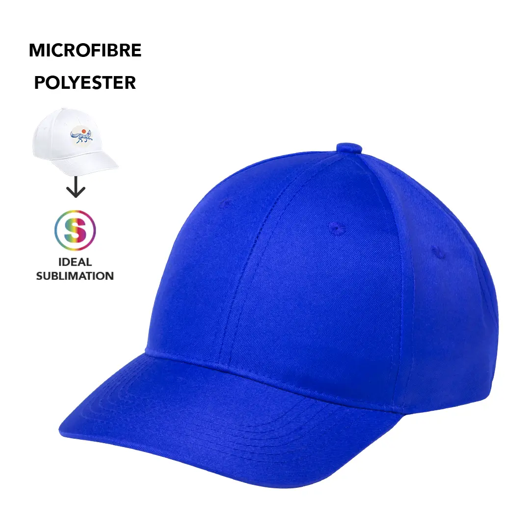 Gorra azul de microfibra y poliéster ideal para sublimación.