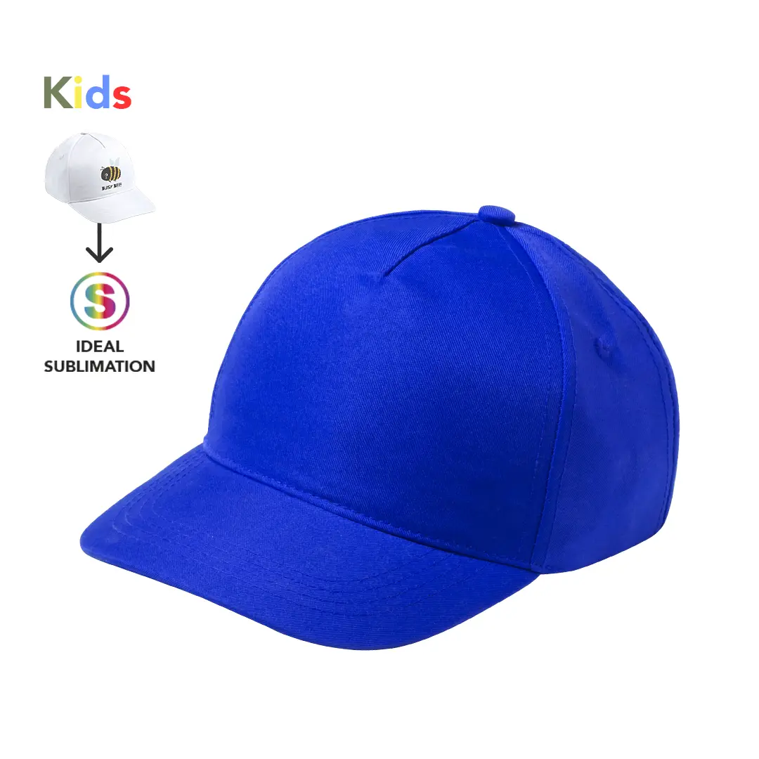 Gorra azul de algodón para niños ideal para sublimación.