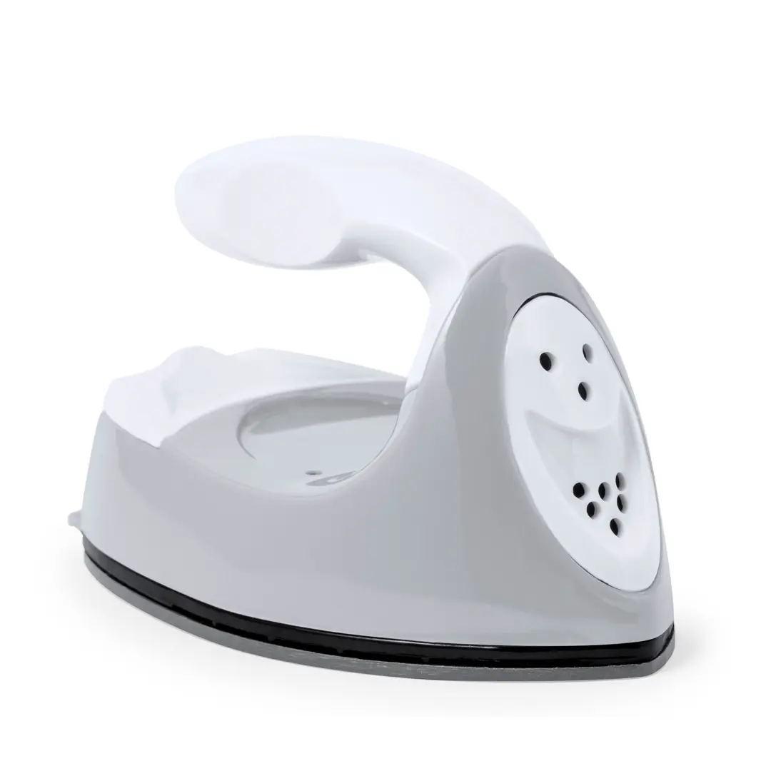 plancha de vapor de mano compacta en blanco con mango ergonómico