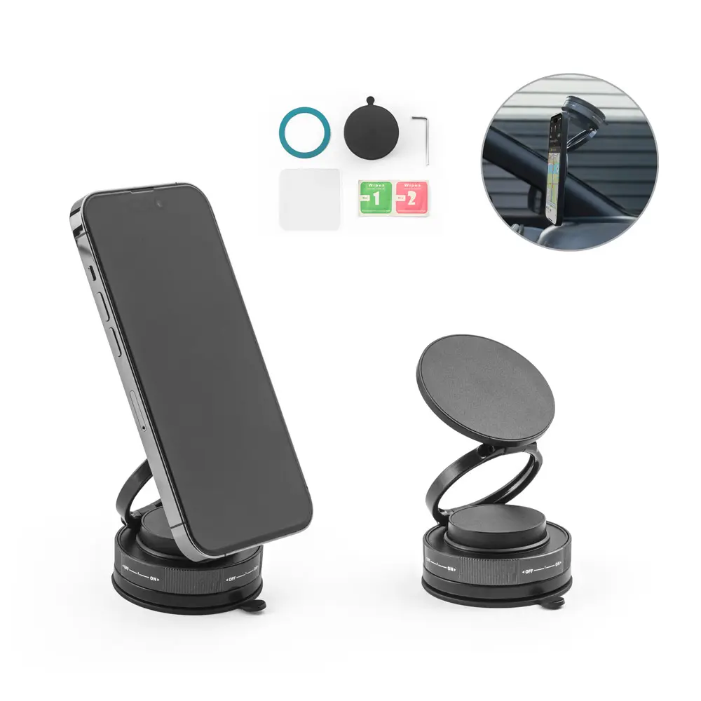 soporte de móvil magnético con base de ventosa y anillo Magsafe para coche
