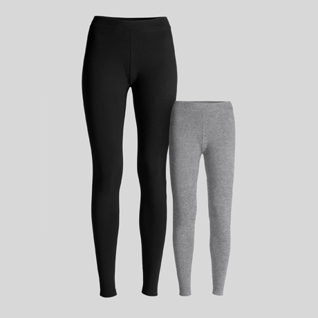 Leggings ajustados de algodón en negro y gris.