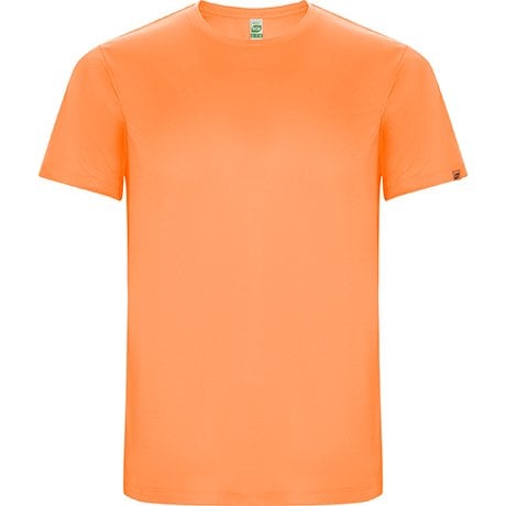 Camiseta unisex de algodón orgánico color naranja con cuello redondo.