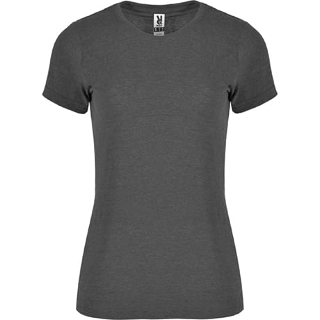 Camiseta básica gris oscuro de manga corta para mujer.