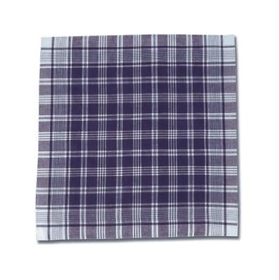 Pañuelo de algodón con estampado de cuadros en tonos morados y blancos.